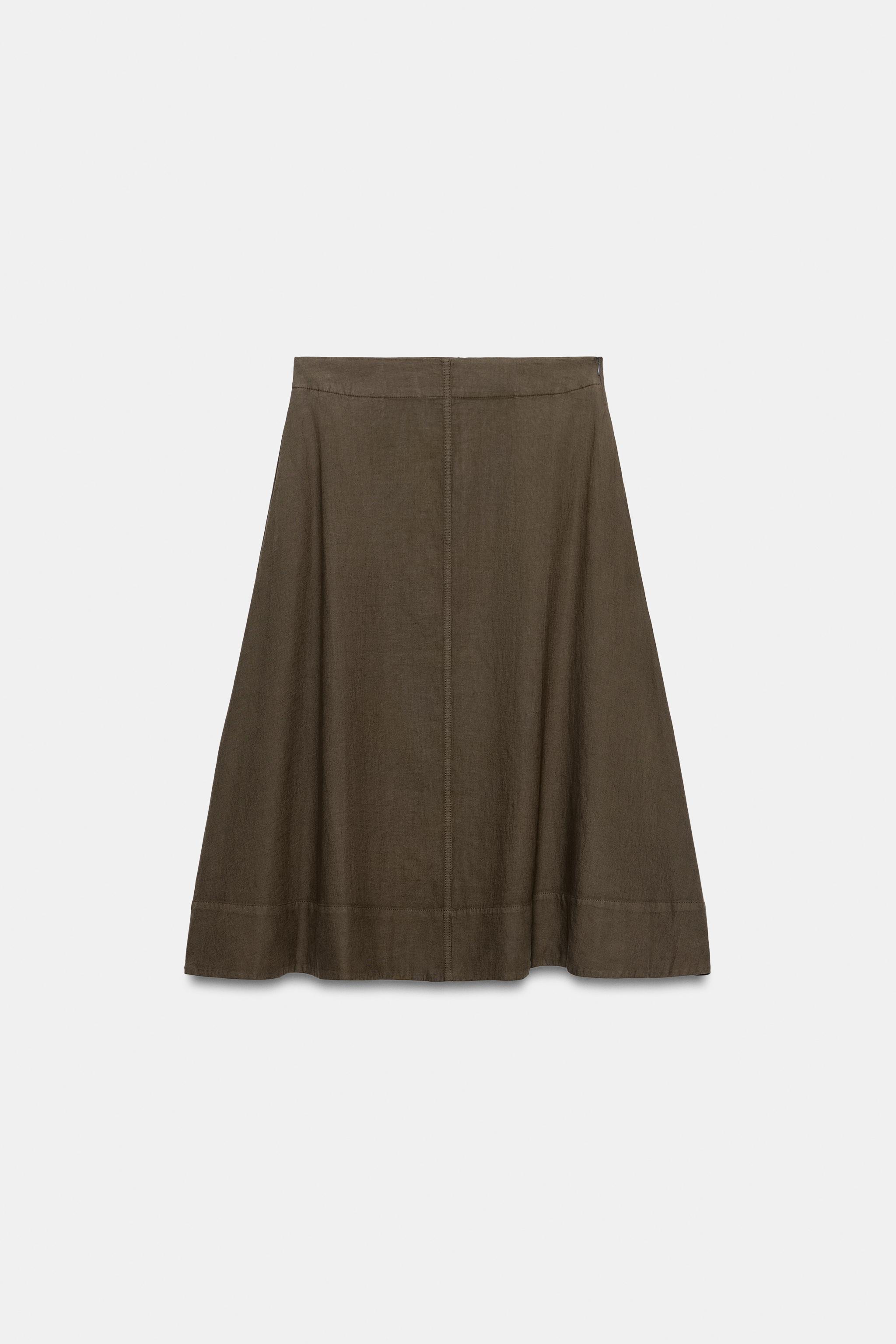 ZW COLLECTION LINEN BLEND MIDI SKIRT